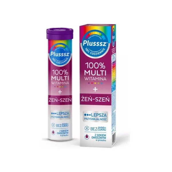 PLUSSSZ 100% Multiwitamina + Żeń Szeń, 20 tabletek musujących