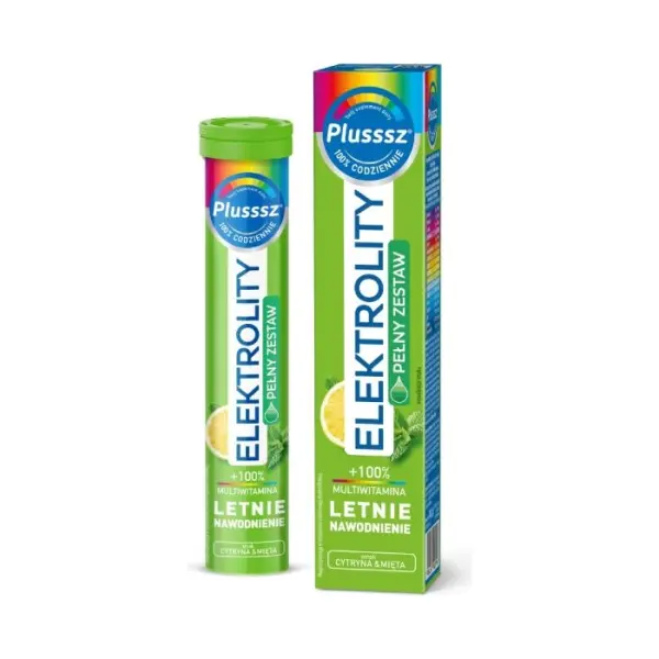 Plusssz Elektrolity cytryna mięta, 24 tabletki musujace