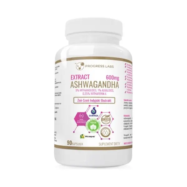 PROGRESS LABS Ashwagandha 600 mg, 90 kapsułek