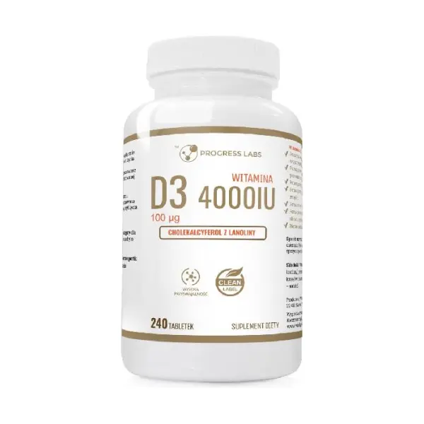 PROGRESS LABS Witamina D3 4000, 240 tabletek