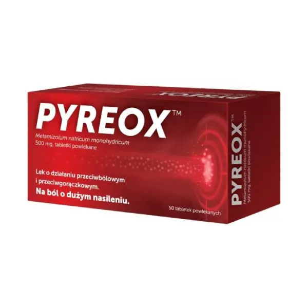 PYREOX 500 mg, lek o działaniu przeciwbólowym, 50 tabletek