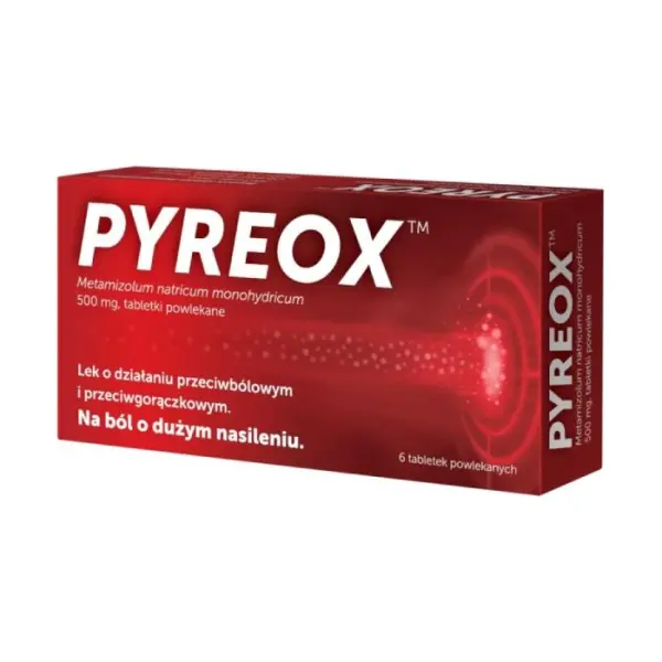 PYREOX 500 mg, lek o działaniu przeciwbólowym, 6 tabletek