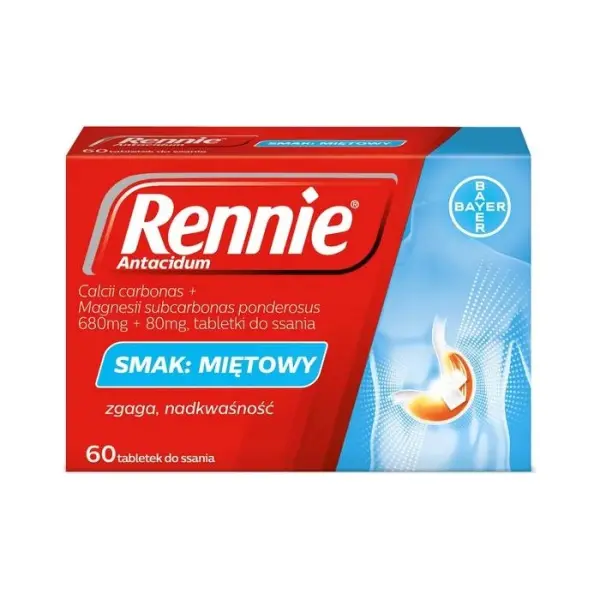 RENNIE Antacidum tabletki do ssania, 60 sztuk