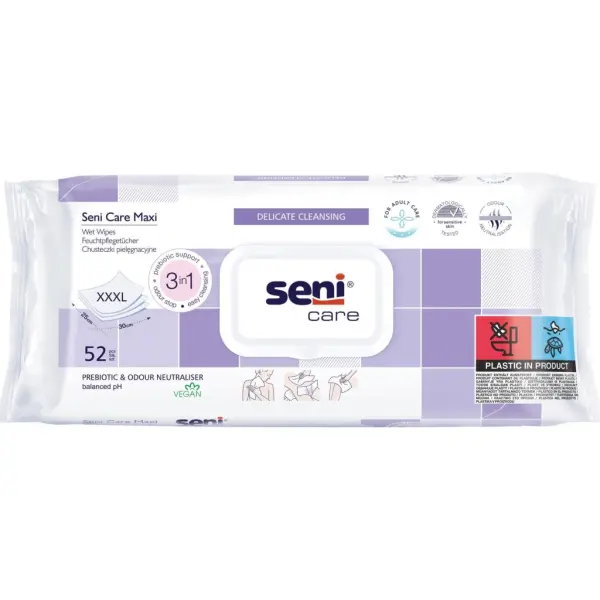SENI CARE Chusteczki pielęgnacyjne Maxi XXXL 25cm x 30 cm 52szt