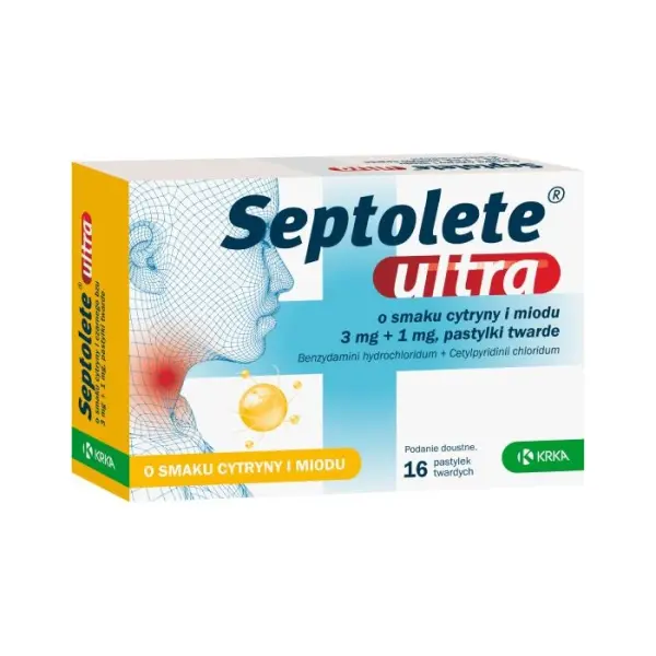 Septolete ultra o smaku cytryny i miodu 16 pastylek