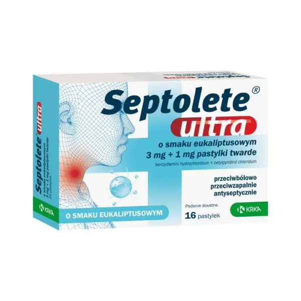 Septolete ultra o smaku eukaliptus 16 pastylek do ssania