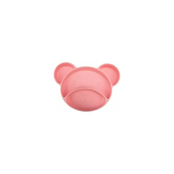 Silikonowy Trójdzielny Talerzyk z przyssawką CANPOL BABIES MIŚ róż 51/401_pink