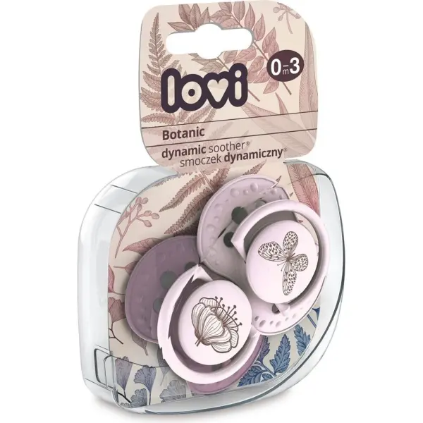Smoczek silikonowy dynamiczny LOVI 0-3m Botanic 22/869 GIRL 2 sztuki
