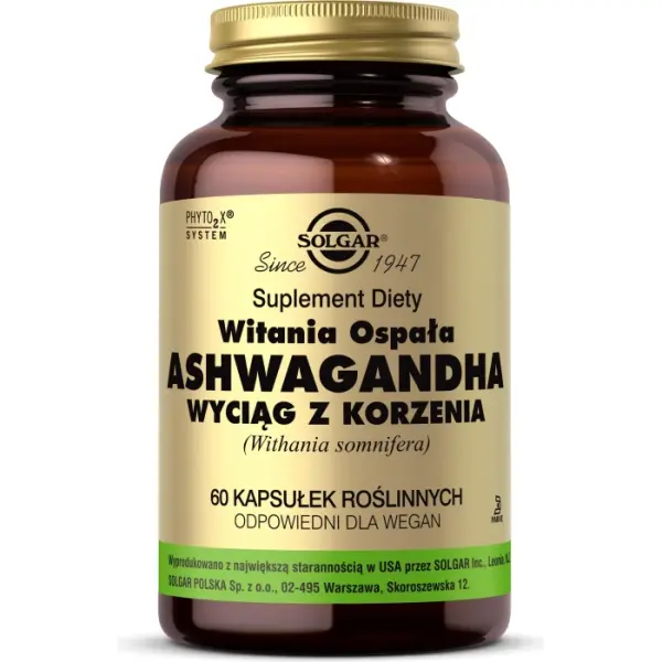 SOLGAR Ashwagandha wyciąg z korzenia 60 kapsułek