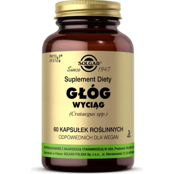 SOLGAR Głóg wyciąg (Crataegus spp.) 60 kapsułek