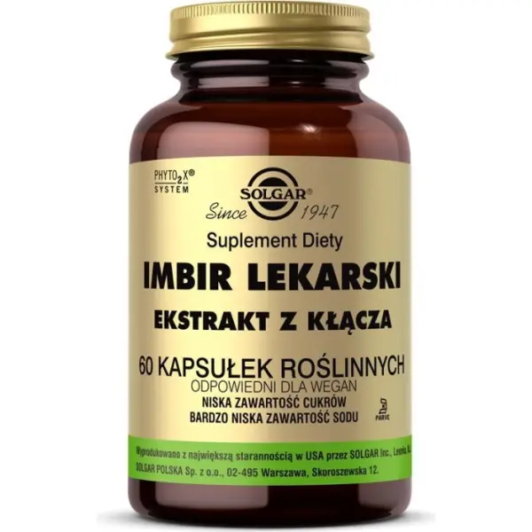 SOLGAR Imbir lekarski ekstrakt z kłącza 60 kapsułek
