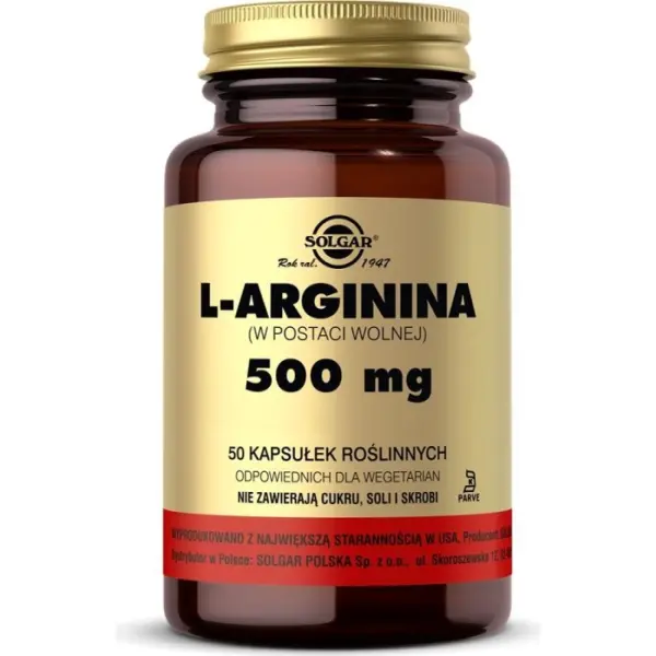 SOLGAR L-arginina 500 mg 50 kapsułek