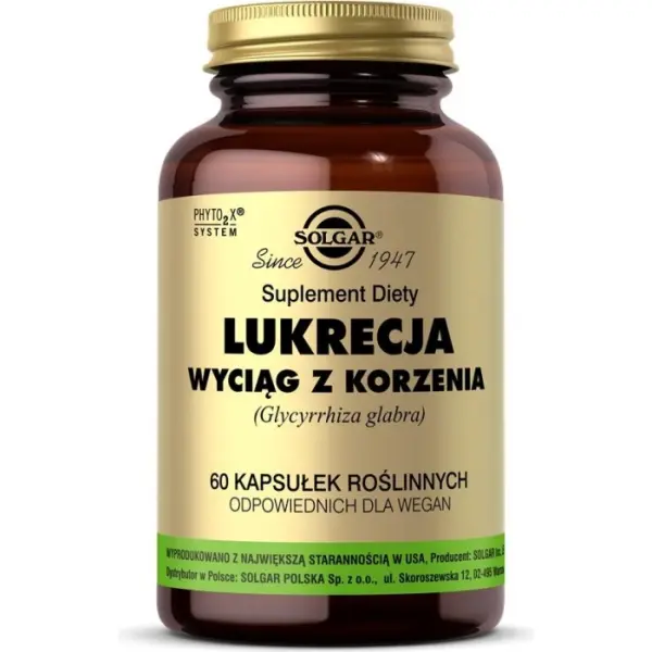 SOLGAR Lukrecja wyciąg z korzenia 60 kapsułek