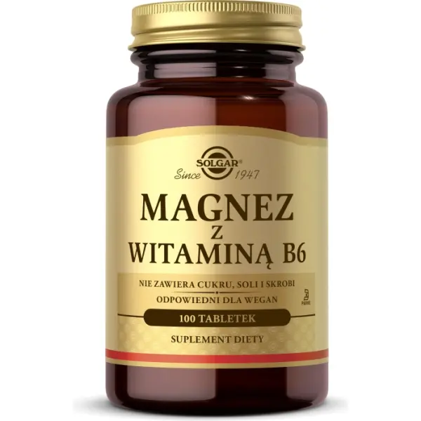 SOLGAR Magnez z witaminą B6 100 tabletek