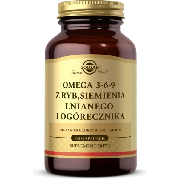 SOLGAR Omega 3-6-9 z ryb, siemienia lnianego i ogórecznika 60 kapsułek