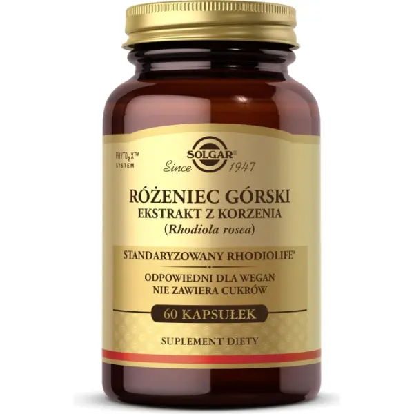 SOLGAR Rhodiola Różeniec Górski ekstrakt z korzenia 60 kapsułek