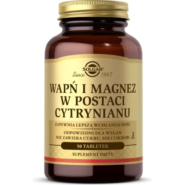 SOLGAR Wapń i Magnez cytrynian 50 tabletek