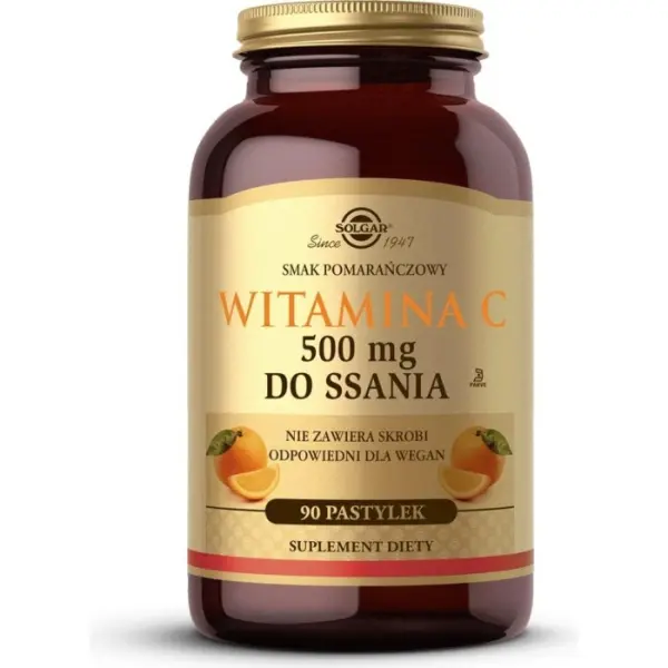 SOLGAR Witamina C 500 mg do ssania smak pomarańczowy 90 sztuk DW 09.2024