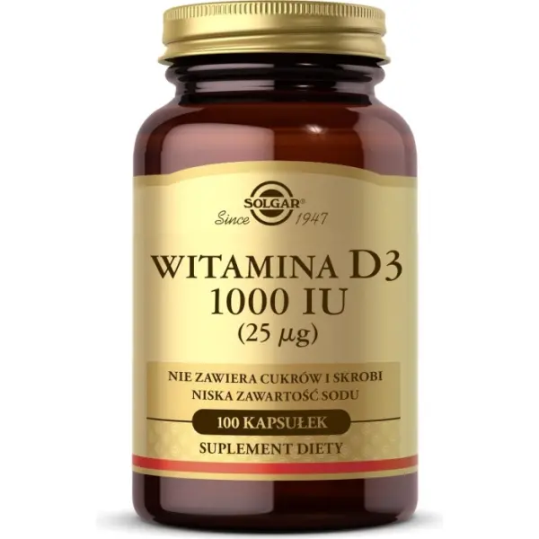 SOLGAR Witamina D3 1000 IU (25 mcg)100 kapułek