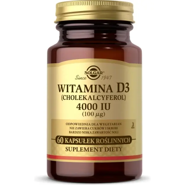 SOLGAR Witamina D3 4000 IU (100 mcg) 60 kapsułek