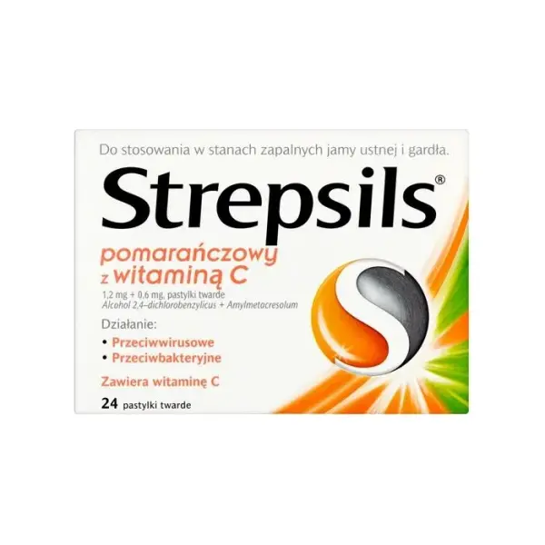 STREPSILS pomarańczowy z witaminą C, 24 tabletki