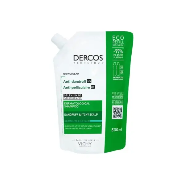 VICHY DERCOS Szampon przeciwłupieżowy włosy tłuste 500ml