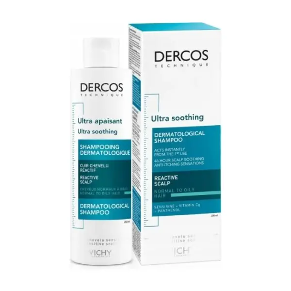 VICHY DERCOS Ultrakojący szampon do włosów normalnych i przetłuszczających się, 200 ml