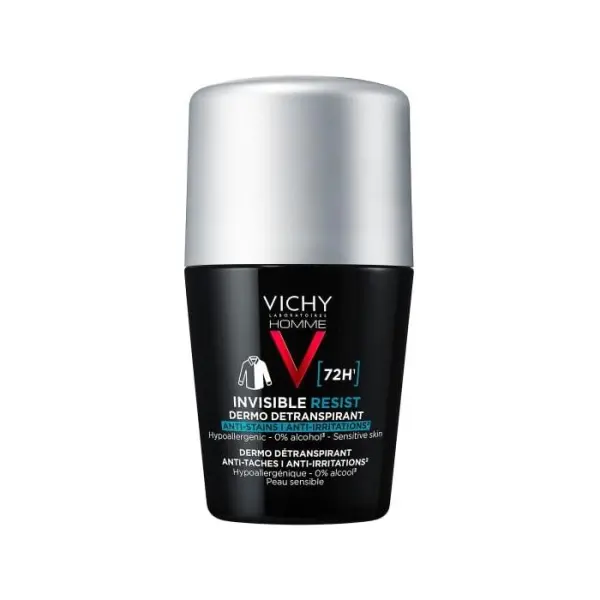 VICHY HOMME Invisible Resist antyperspirant przeciw śladom kulka, 50 ml