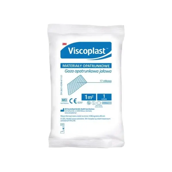 VISCOPLAST Gaza opatrunkowa jałowa 17 nitkowa 1 m2, 1 sztuka