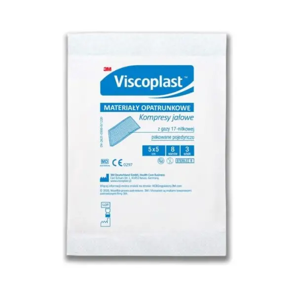 VISCOPLAST Kompresy jałowe z gazy 17 nitkowe 5x5cm, po 3 sztuki