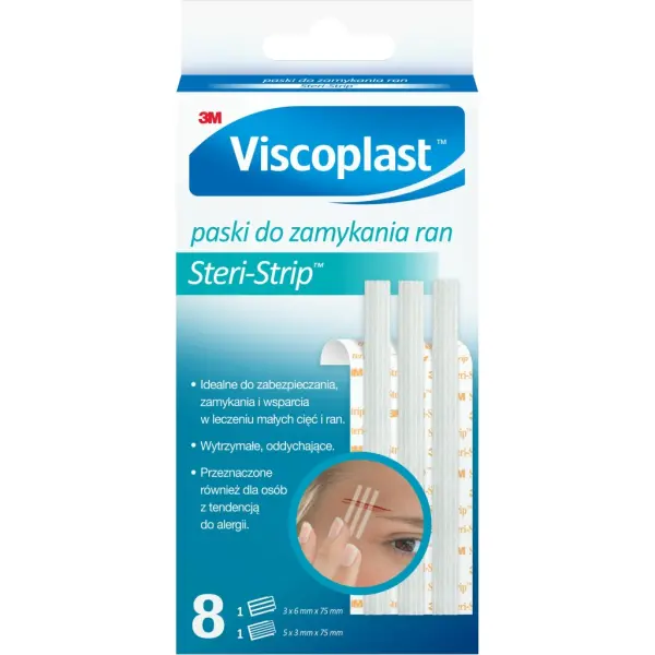 VISCOPLAST Paski do zamykania ran Steri Strip, 8 sztuk