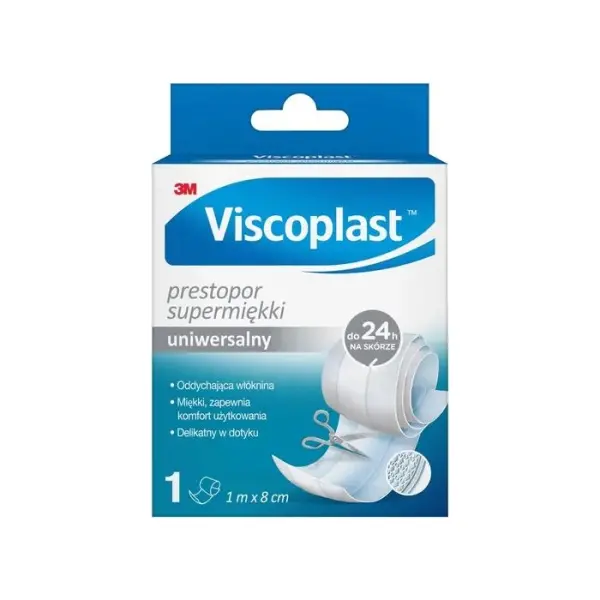 VISCOPLAST Prestopor super miękki plaster 1m x 8cm, 1 sztuka