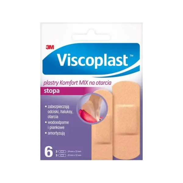 VISCOPLAST Stopa komfort mix plastry na otarcia, 6 sztuk