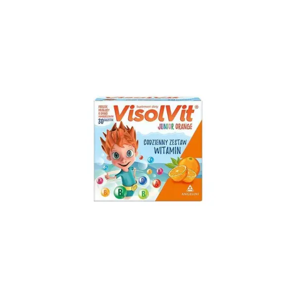Visolvit Junior Orange proszek musujący, smak pomarańczowy, 30 saszetek