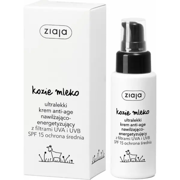 ZIAJA KOZIE MLEKO ultralekki krem anti-age nawilżająco- energetyzujący z filtrami UVA i UVB SPF 50m